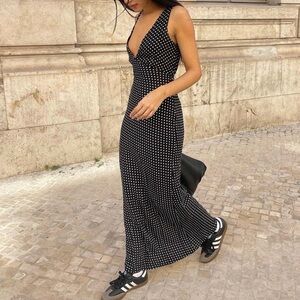 NWOT Nellie maxi dress black polka dot.